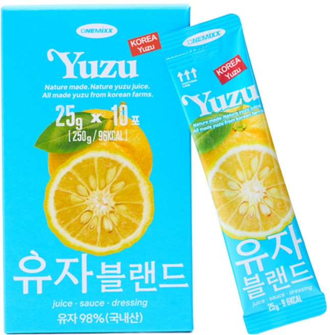 국내산 유자 98% 함량 무설탕 진짜 그대로 갈아만든 유자, 1개, 10개입, 25g