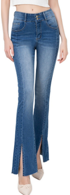 엘블로썸 여성용 스판좋은 하이웨스트 트임 롱부츠컷