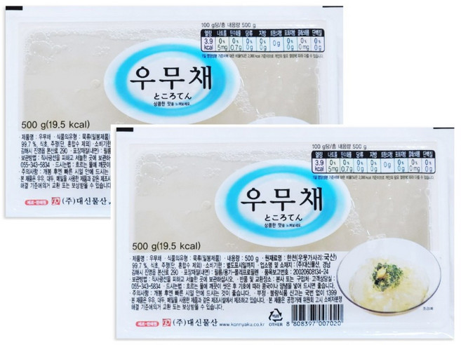 우뭇가사리 가공 국내산 저칼로리 우무채 500g, 2개