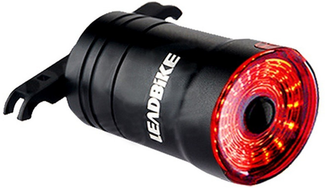 LEADBIKE USB充電 防水 騎行警示燈, 1個, 感應單車尾燈(綁帶款), 黑色