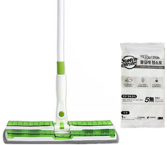 쓰리엠 클립형 막대걸레+대형 물걸레 1매, 1세트