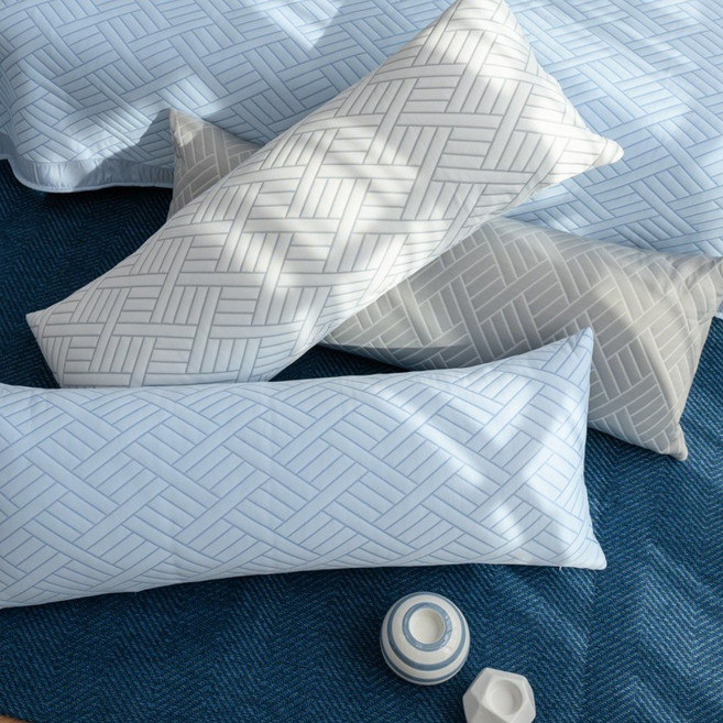 [국산] 리빙캐슬 냉감 듀라론 쿨헤링본 쿠션 바디필로우 + 솜, 1세트, 그레이