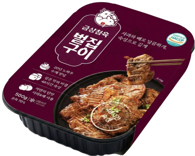 양념목살 벌집구이 48시간 과일숙성 고기반찬 금상첨육, 2개, 500g