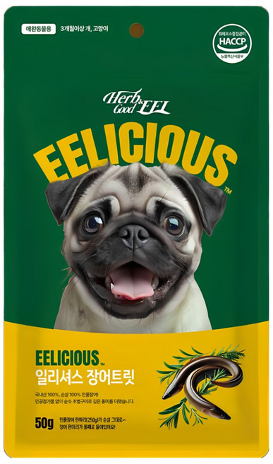 강아지도 반한 민물장어 국내산 100% 보양간식 일리셔스 50g 무첨가 저알러지 애견간식 프리미엄간식 반려동물 애견용품 강아지 노령견 애견, 1개, 국내산 민물장어 애견간식