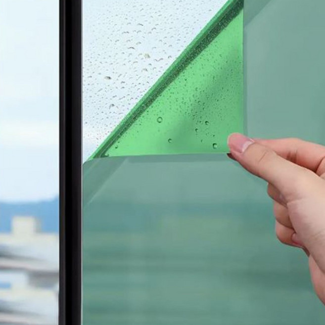 홈웰 무점착 창문용 원웨이 열차단 빛반사 시트지, 3.그린실버