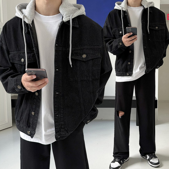맨즈셀렉터 봄 가을 탈부착 후드 청자켓