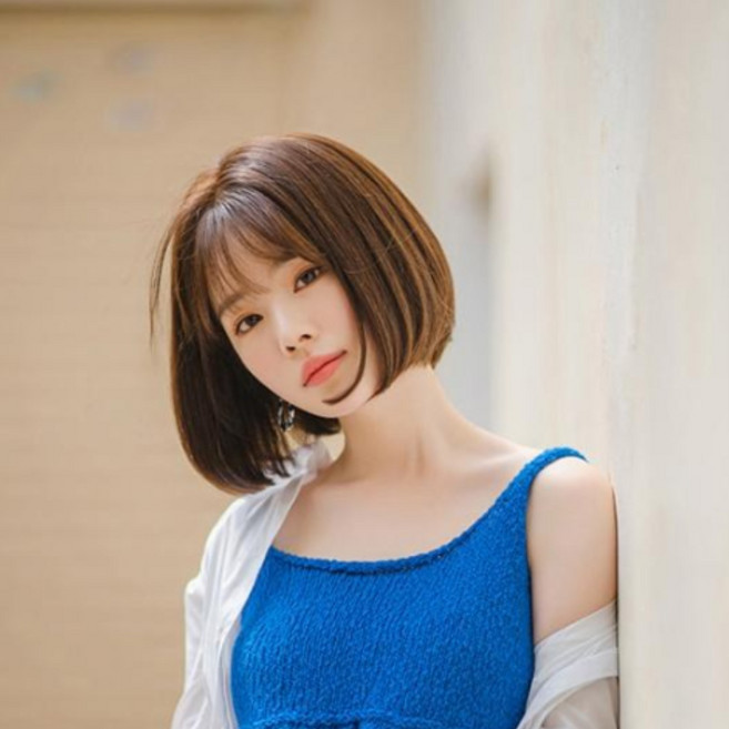 9위 - 여성 인모 리얼스킨 통가발 시스루 뱅 미디움 보브컷 100% 인모, 1개, 내츄럴모카브라운M-Size
