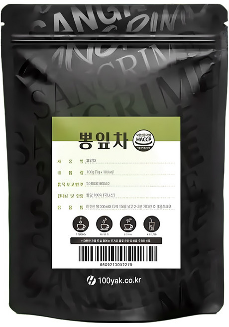산그리메 국내산 뽕잎차 100티백 대용량 PLA 생분해필터 삼각티백차, 1개, 100개입, 100g