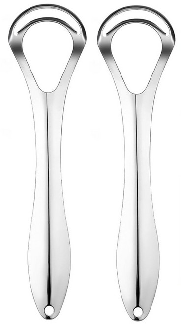 1+1 스테인레스 듀얼 백태 제거 혀 클리너, 2개, 11g