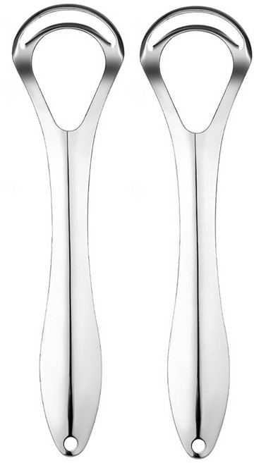 1+1 스테인레스 듀얼 백태 제거 혀 클리너, 2개, 11g