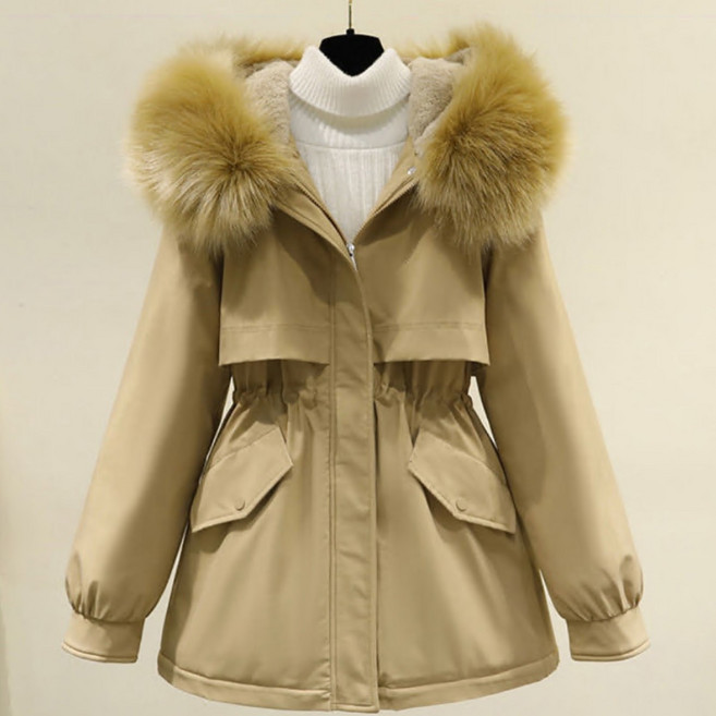 Connect LINK 여성용 겨울 퍼후드 안감털 하프패딩 야상 점퍼 7컬러