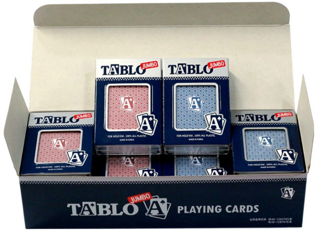 타블로 점보카드 12개(빨강6개+파랑6개) 홀덤전용 TABLO 양면발포원단 포커 홀덤펍