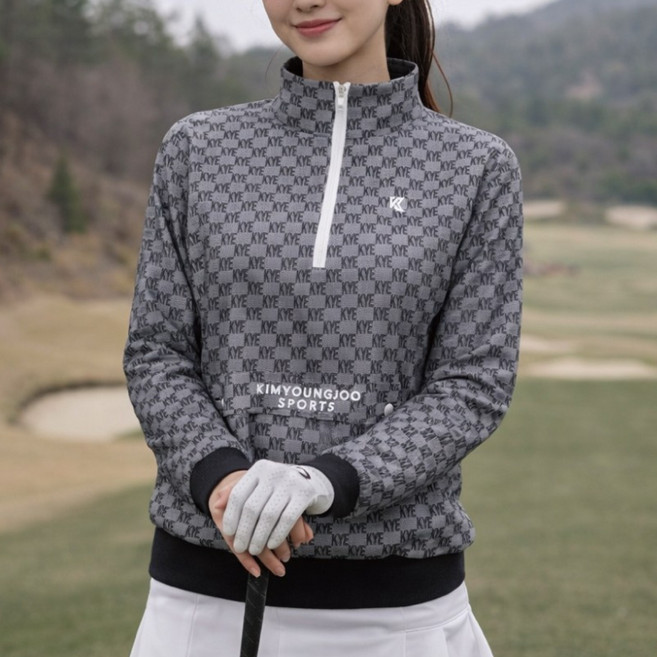 김영주스포츠 여성 라운딩 아노락 반집업 긴팔 바람막이 티셔츠