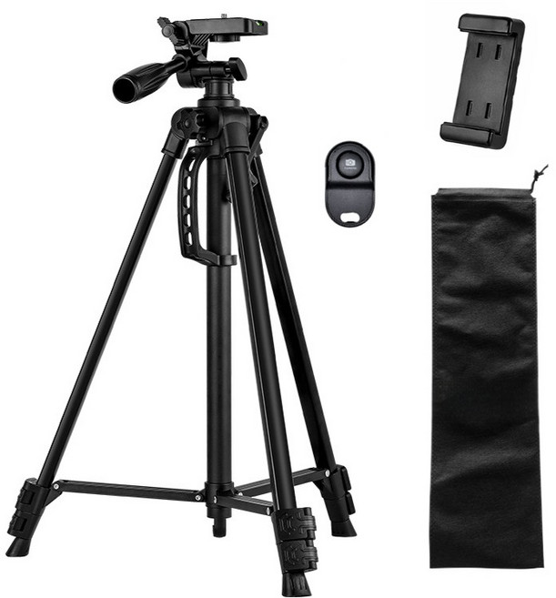 센티브 스마트폰 카메라 삼각대 141cm 블루투스 리모컨 거치대, 1개, 블랙, 3366