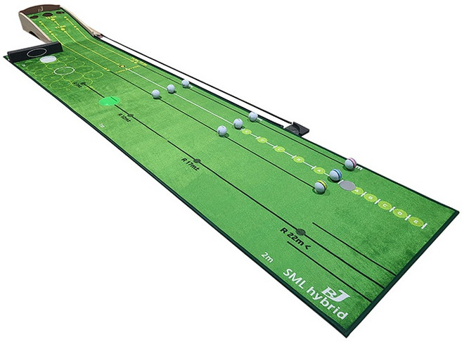 BJ 편백나무 SML 장거리 무소음 자동리턴 퍼팅연습기, 그린, 1개