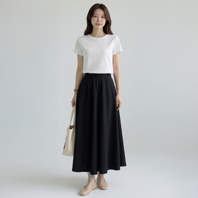 데일로엔 여성 치마바지 a라인 와이드 린넨 밴딩 롱 팬츠스커트
