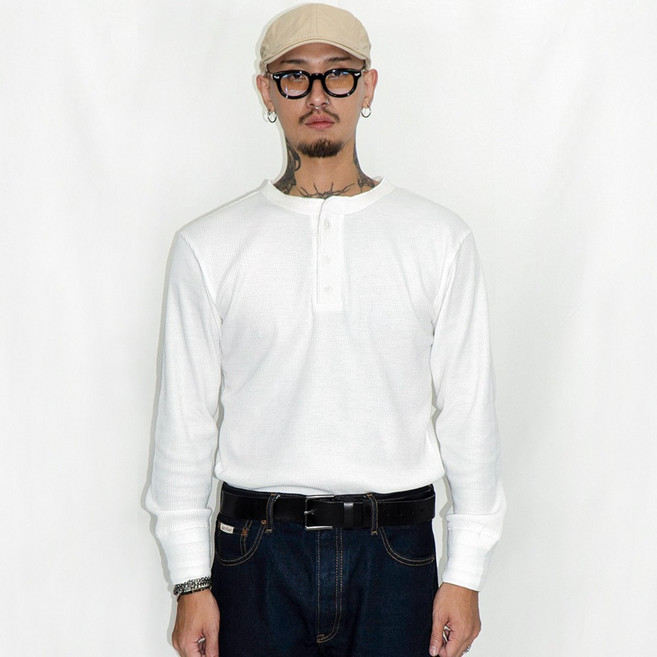 에센셜웨어하우스 헤비웨이트 280g 남자 헨리넥 긴팔티 셔츠 3 color