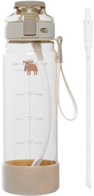 MOZ 스웨덴 원터치 더블락 휴대용 스포츠 트라이탄 보틀 물병, 오트밀베이지, 1개, 900ml