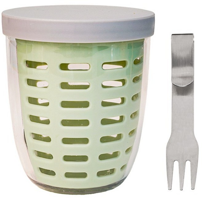 인블룸 샐러드 후르츠팟 도시락 + 포크 세트, 노르딕세이지그린, 1개