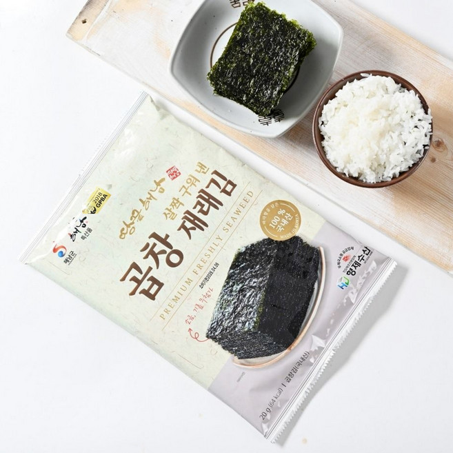 형제만호돌김 땅끝해남 살짝 구운 곱창김(5매), 20g, 10개