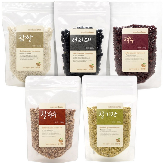 [늘찬팜] 대보름 오곡찰밥세트 국내산 5종 (찹쌀300g+서리태+적두+찰수수+찰기장), 1.1kg, 1개