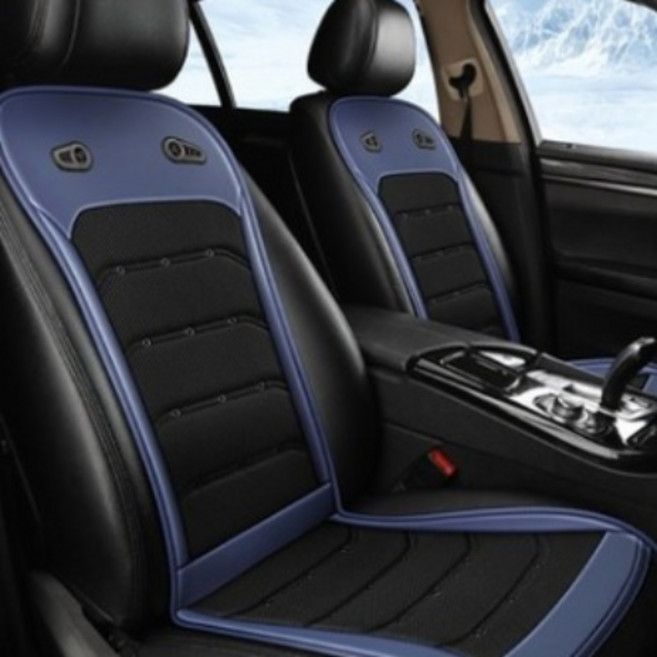 해브유 초강력 차량용 듀얼빅팬 통풍시트 쿨링시트 12V 24V 자동차 바람방석 여름 커버, 1개, 네이비