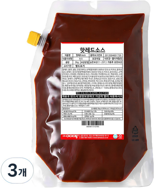 아이엠소스 핫레드소스, 2kg, 3개