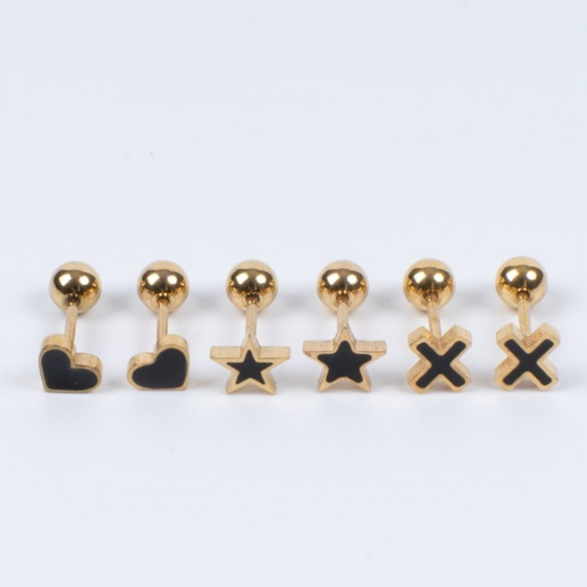 루미또와 써지컬스틸 반짝큐빅 3종 피어싱 세트 6P