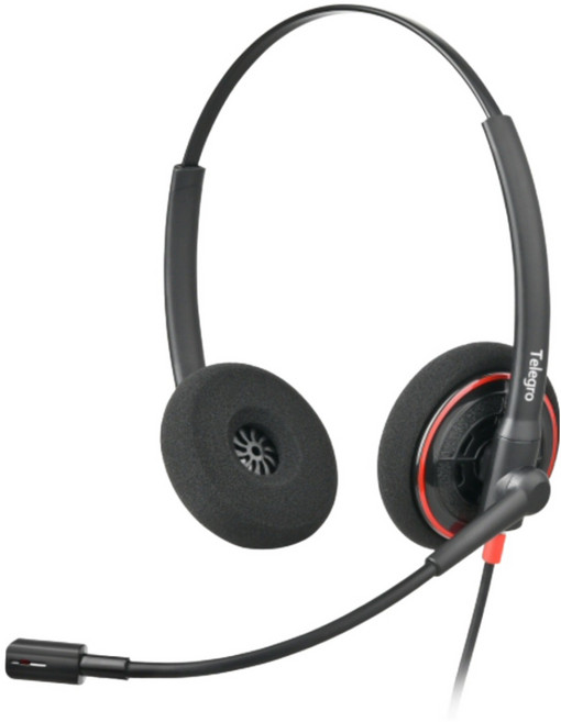 콜센터 상담용 전화 헤드셋 텔레그로 HD60 양귀형 양쪽형 양방향 듀얼 모임스톤 헤드폰 시스코 아바야 플랜트로닉스 자브라 다산일렉트론 프리메이트 상담원 상담사 업무용, RJ9(수화기단자형)-레드