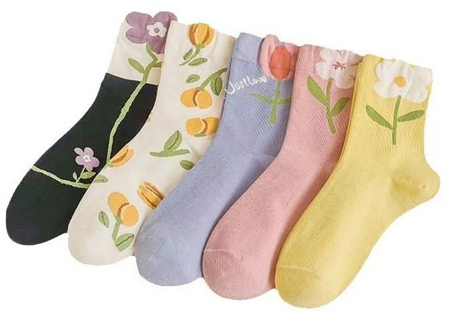 휴마이 플라워 사계절 꽃 여성양말 5켤레 세트