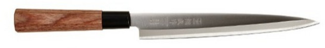 일본 니켄 NIKKEN 고급원목 사시미 데바 칼, 1개, 원목손잡이