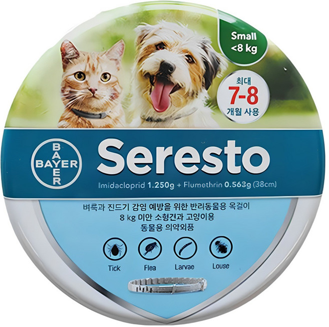 세레스토 강아지 고양이 진드기목걸이 해충방지 S, 세레스토 강아지 고양이 S (8kg이하), 1개