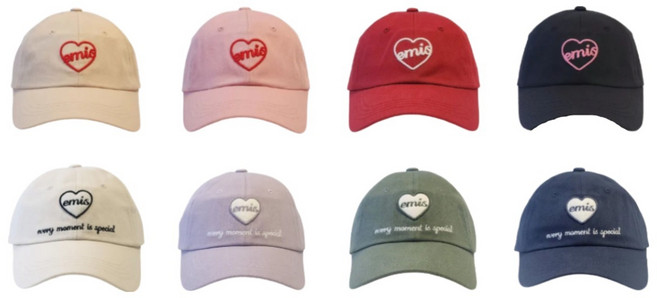 [국내정품] 이미스 하트 모자 와펜 볼캡 연예인 여자 남자 커플 + 모자 집게
