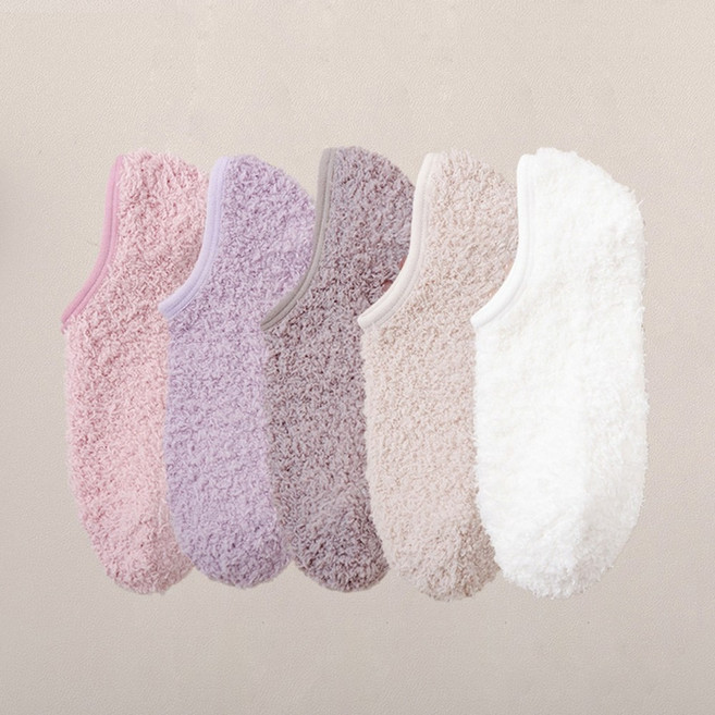 [5개세트] 워더미 데일리 여성 보온 미끄럼방지 기모 덧신양말 C1007