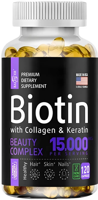 비오틴 보충제 - 콜라겐 + 케라틴 - 머리카락 피부 손톱의 성장과 건강을 촉진하고 피부 질감을 개선하며 주름을 줄이고 노화를 방지합니다., 3개, 120정 - 쿠팡