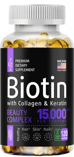 비오틴 보충제 - 콜라겐 + 케라틴 - 머리카락 피부 손톱의 성장과 건강을 촉진하고 피부 질감을 개선하며 주름을 줄이고 노화를 방지합니다., 1개, 60정 - 쿠팡