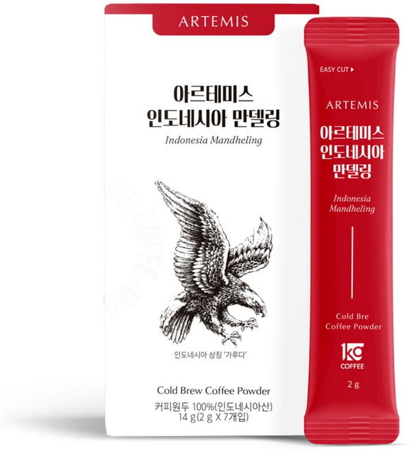 일킬로커피 아르테미스 인도네시아 만델링 콜드브루 동결건조 분말커피, 2g, 1개, 7개입