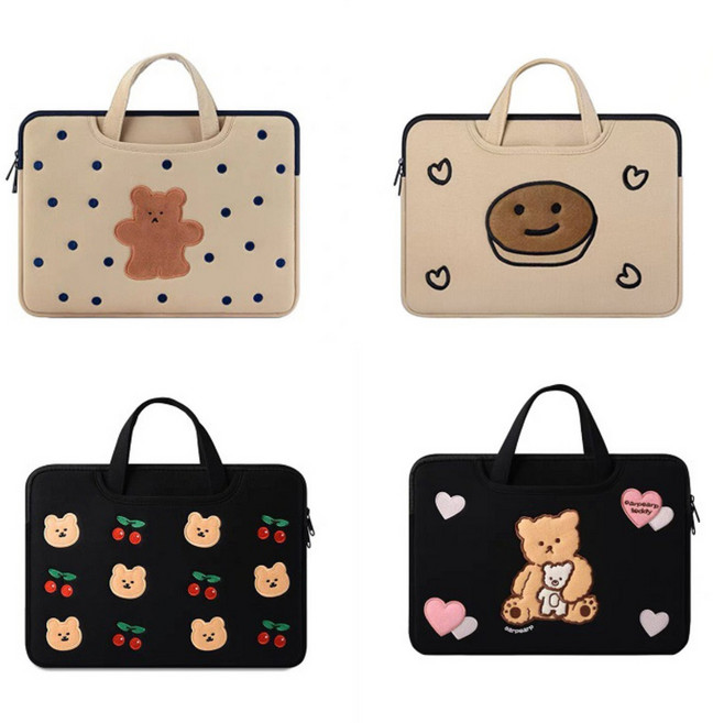 Heyoo 여성노트북가방 태블릿가방 귀여운 예쁘다 갤럭시탭 아이패드 맥북 태블릿파우치 손잡이 가방, 핑크하트베어 클러치, 1개