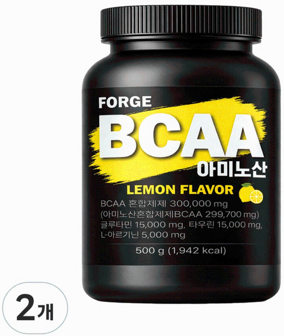 포지 BCAA 아미노 아르기닌 바이탈 글루타민 보충제 필수아미노산 레몬맛, 2개, 500g