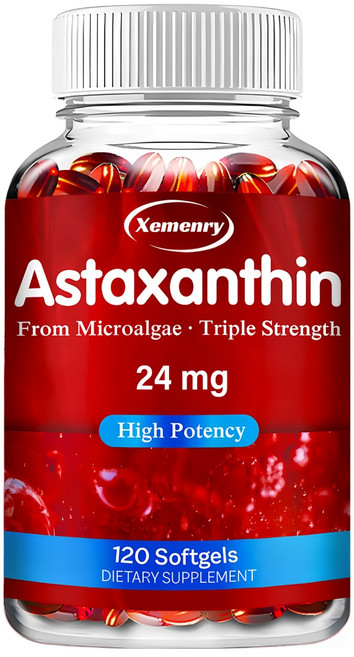 아스타잔틴 24mg - 심장 및 관절 건강 시력 건강 - 아슈와간다 포도씨 오일, 1개, 60정