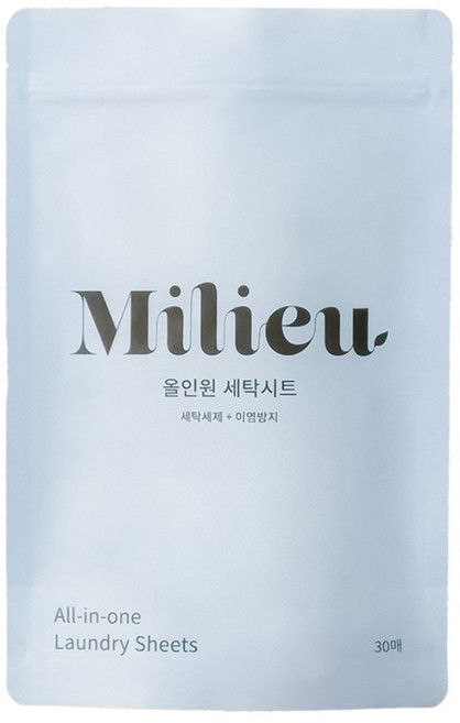 밀리유 올인원 세탁시트 이염방지 일반 드럼 겸용 세탁세제, 30개입, 1개, 흰색