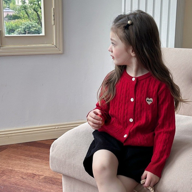 어린이 하트 니트 가디건 [5-170]