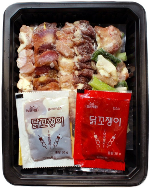 [산아푸드] 100% 국내산 모둠꼬치 450g 닭꼬치 염통꼬치 (캠핑/아이간식), 1개