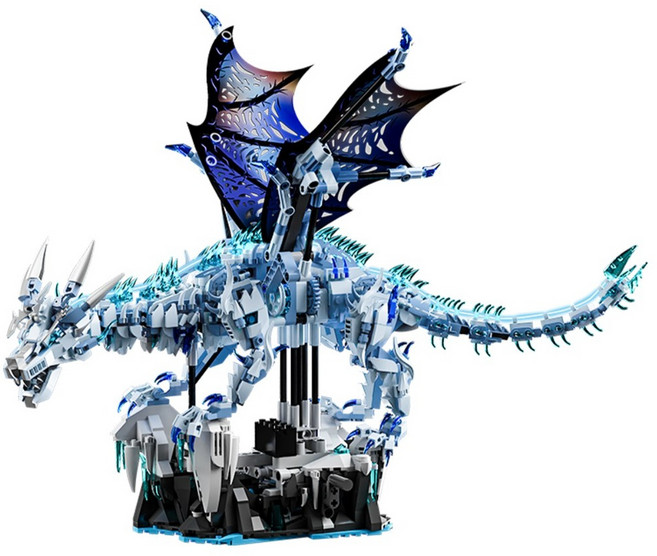 라푸유 아이스 드래곤 MOC블록 LED불빛 블럭세트 움직일 수 있는 피규어 호환블록 1646피스, 1개, 오리지널1646피스