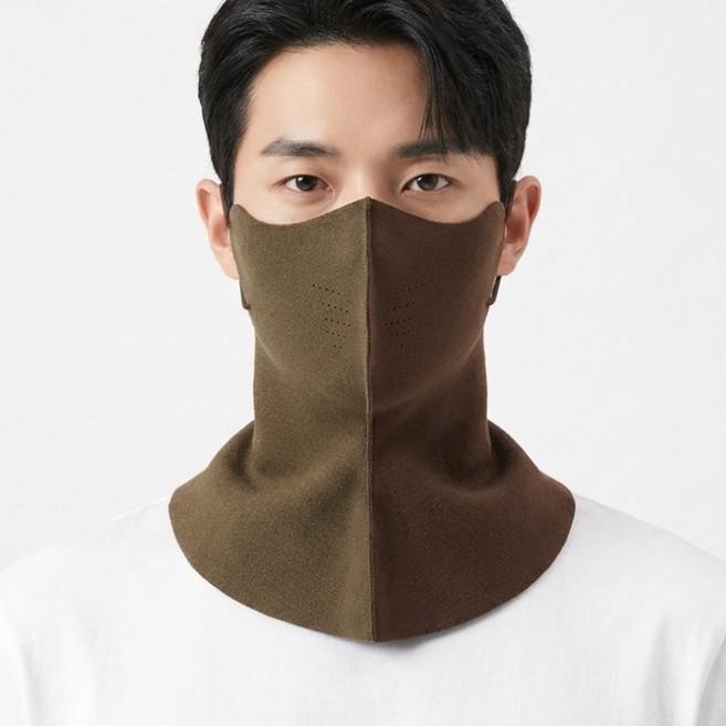 브리듬 숨쉬기편한 겨울 방한 기모 3D 입체 마스크 골프 등산 러닝 용품, 브라운, 2개