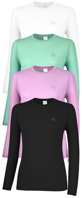 김영주 여성용 노엘 망사 쿨링 기능성 피케 긴팔 라운드 골프 티셔츠 K9MWSH1924