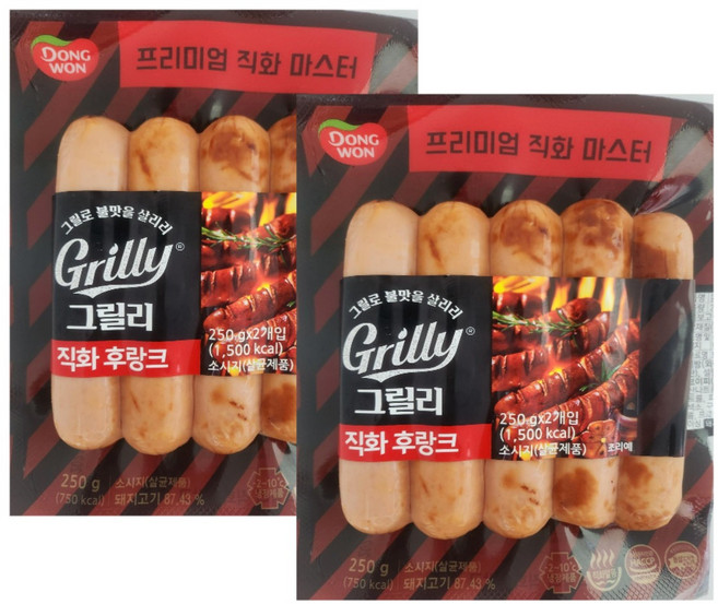 동원 그릴리 직화후랑크(250gx2개)x2개-아이스팩+보냉팩 포장, 250g, 4개