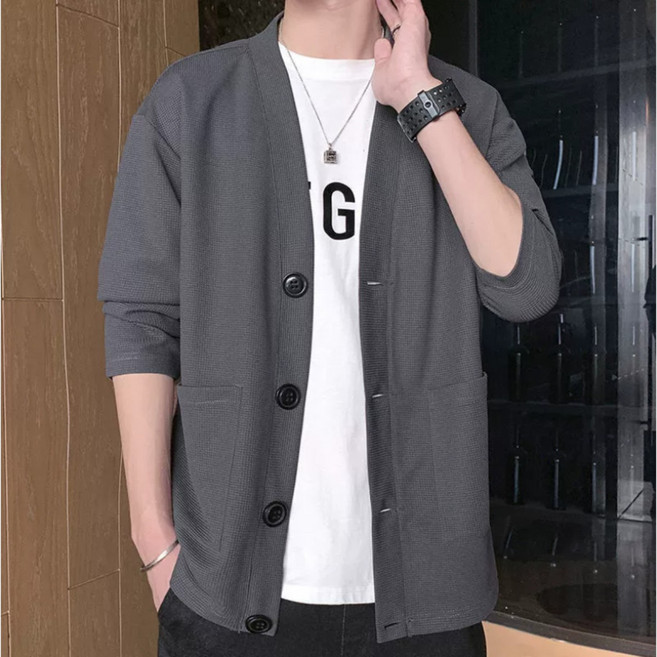 Blosun 남자코트 데일리 아우터 브이넥 캐주얼 버튼 긴팔 V넥 가디건