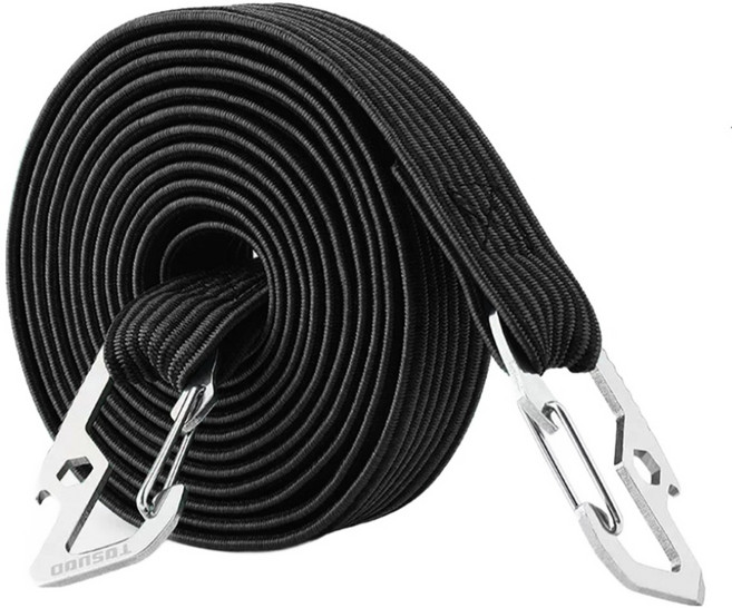 2.5배 늘어나는 고탄성 자전거 짐받이 리어카 밧줄 끈 스트랩, 1개, 블랙 2m