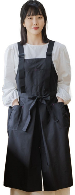 예쁜 방수 미용실 앞치마 네일샵 꽃집 원피스형 X끈형 롱 PR01, PR01 블랙, 1개